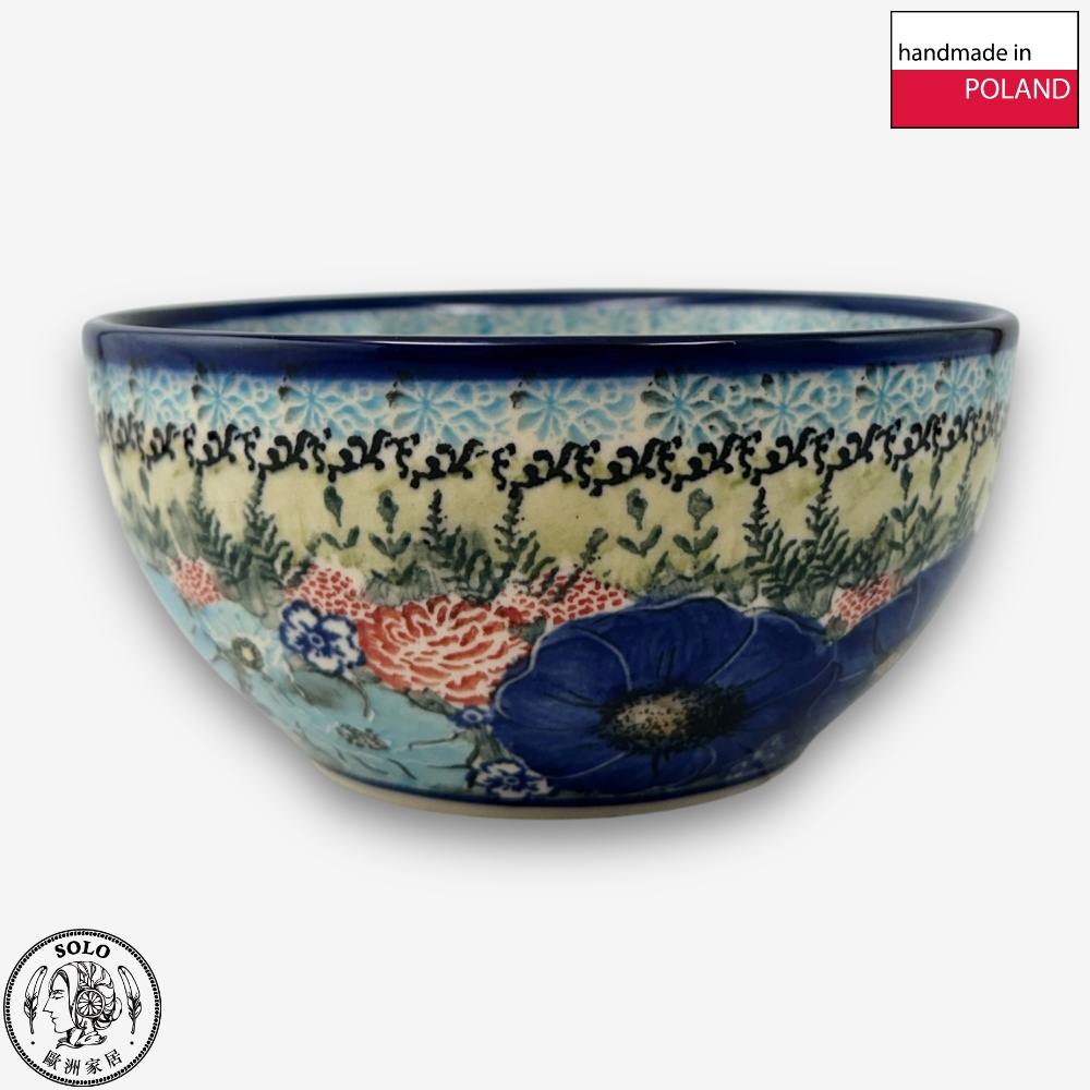 【SOLO Vintage】Cerraf Polish Pottery 16cm Bowl Song of Wildflowers Series Made in Poland, , large