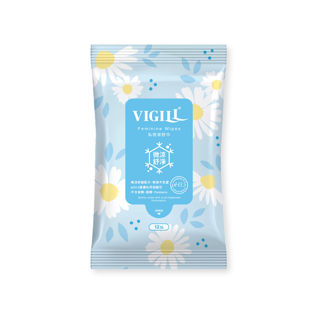 [幸一生醫] VIGILL婦潔 私密潔舒巾-微涼 12抽(1入), , large