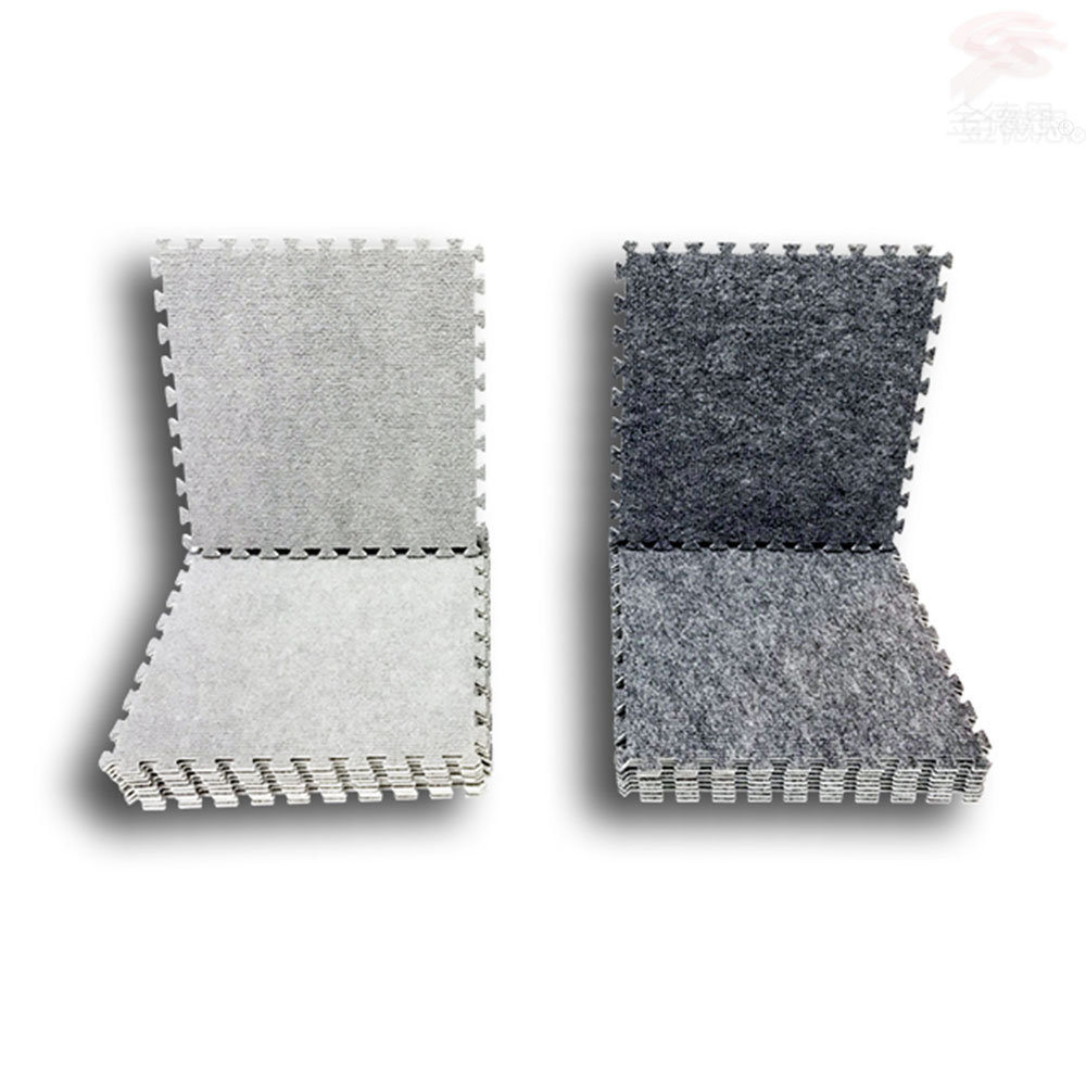 GS MALL 台灣製造 一組9入 單面短毛拼接地墊 30x30cm 地墊 地毯 毛墊 地板貼 巧拼地墊 止滑地墊, 黑色, large