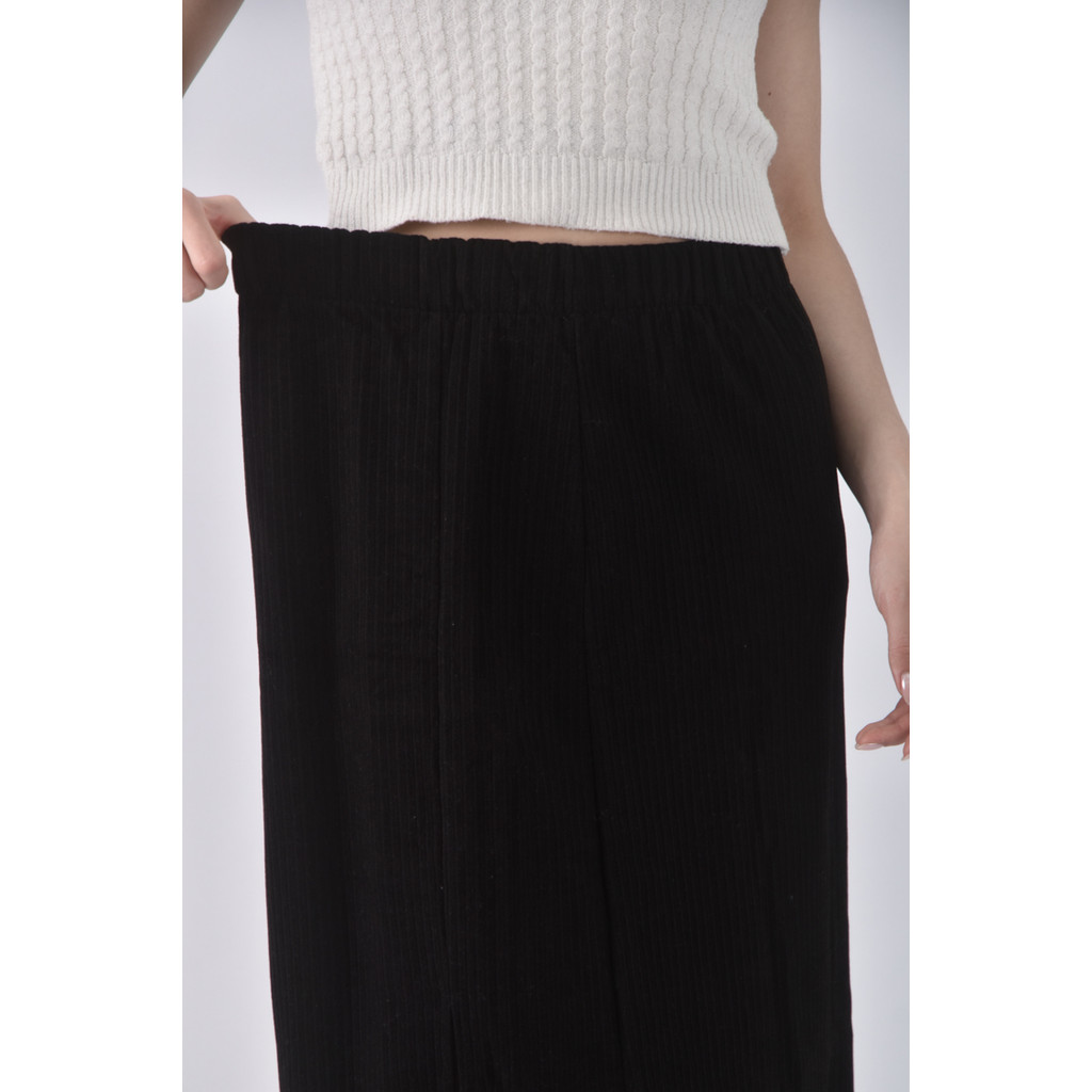 (M) 質感開衩黑色長裙二手衣, , large