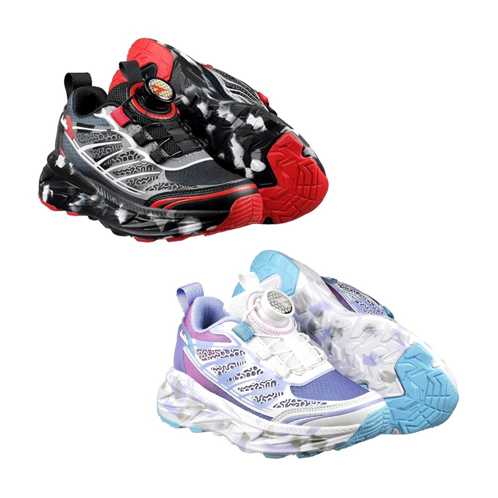 DIADORA迪亞多那 兒童輕量慢跑鞋 童運動鞋 童鞋 旋鈕式鞋帶 透氣 保護後跟 吸震 減壓 抗菌 除臭 黑紅 藍紫, , large