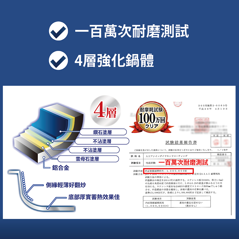日本Arnest Bellfina鑽石不沾平底鍋28cm-海軍藍, , large