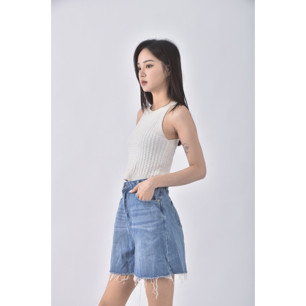 (L) 【里唯私服】studio doe高腰丹寧牛仔藍色短褲二手衣, , large