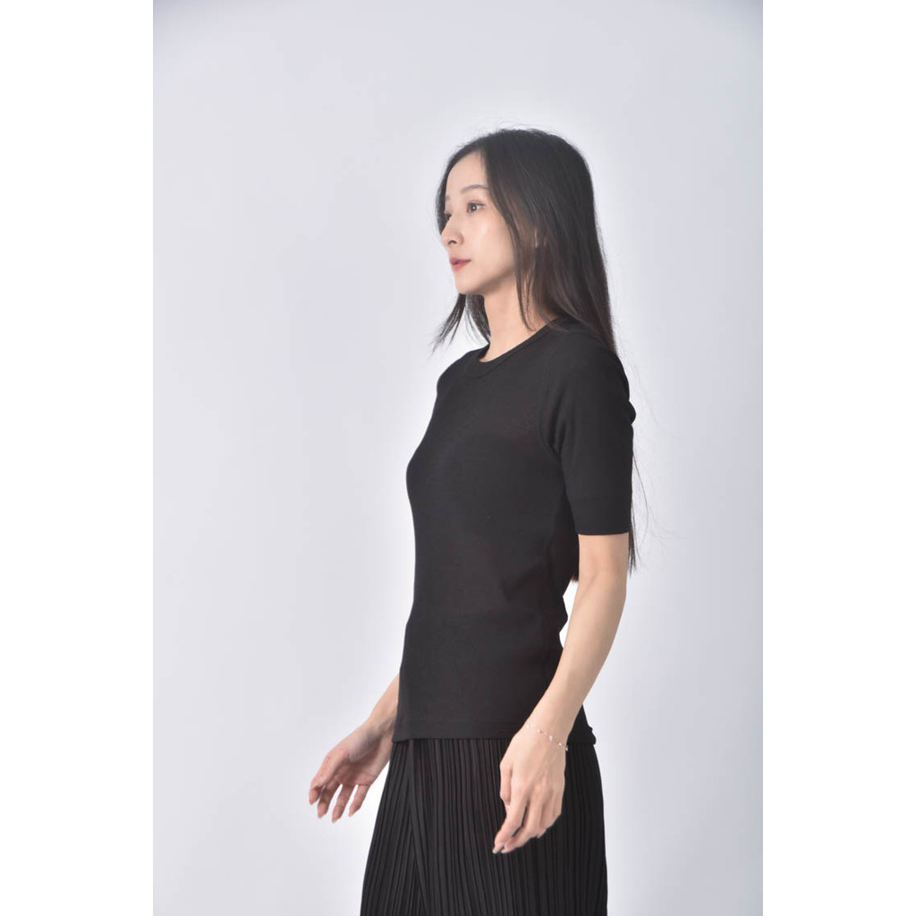 (S) beauty and youth圓領黑色短袖上衣二手衣, , large