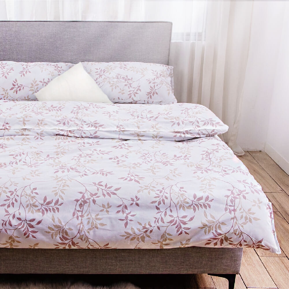 【格藍傢飾】台灣製石墨烯奈米紗寢具-金色月葉 石墨烯床包床單枕套被套