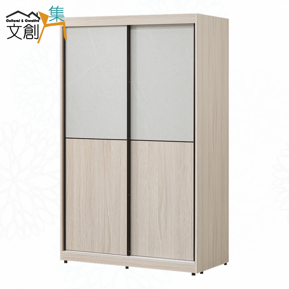 【文創集】希望雙色4尺推門衣櫃(客約商品), , large
