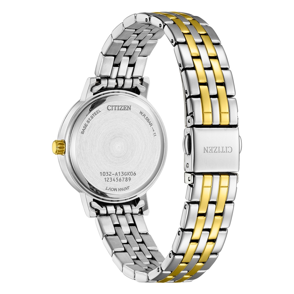 CITIZEN 星辰 晶鑽珍珠貝石英女錶-香檳金/31.2mm EL3104-54D, , large