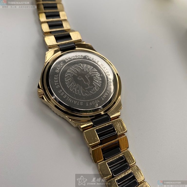 [星晴錶業]AnneKlein手錶,38mm,AN00553黑色錶面金色錶殼黑金精鋼錶帶款, , large