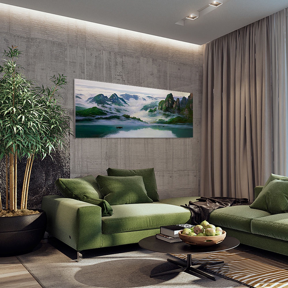 【御畫房】桂林山水 國家一級畫師手繪油畫60×120cm(VF-31), , large