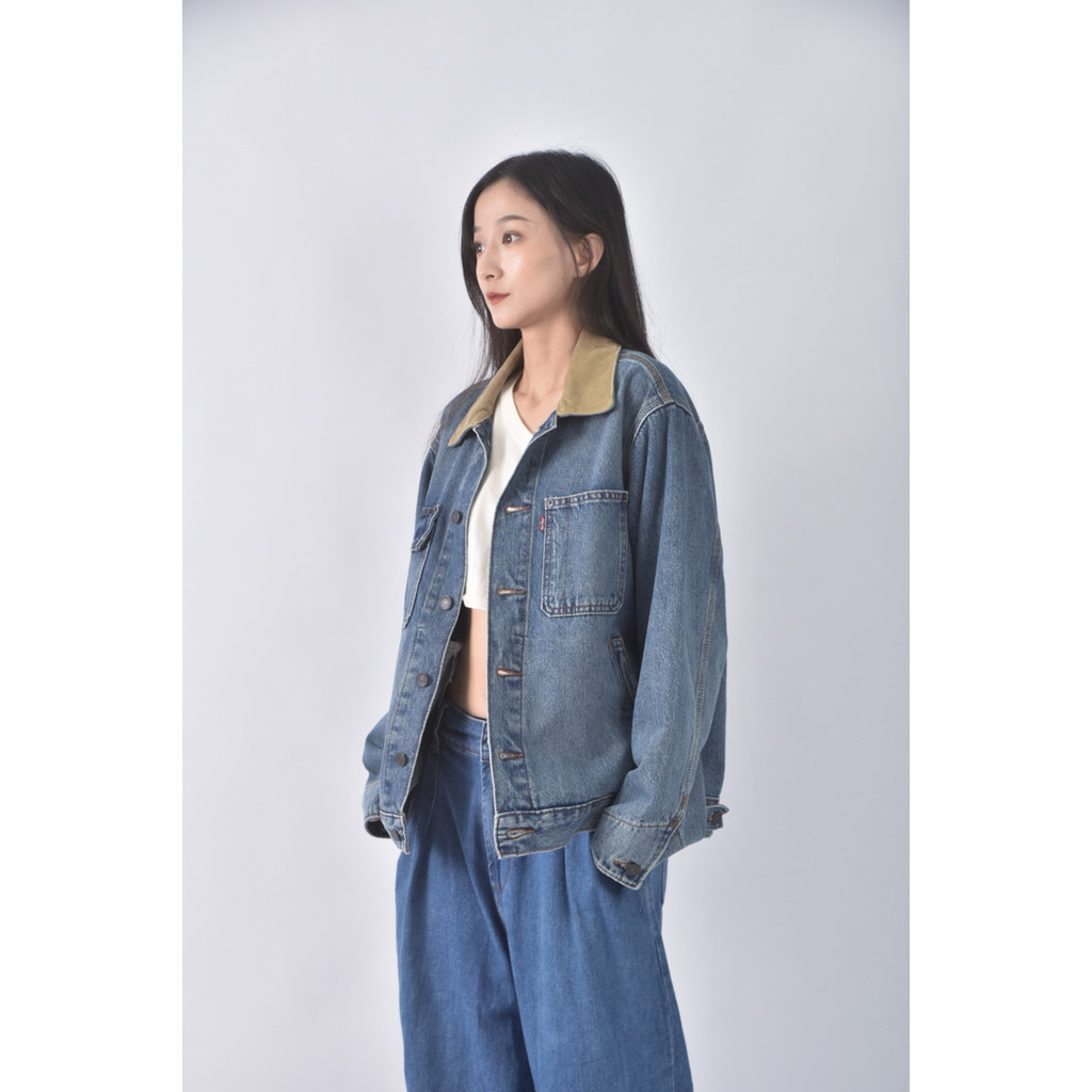 (L) levis丹寧牛仔質感藍色外套二手衣, , large