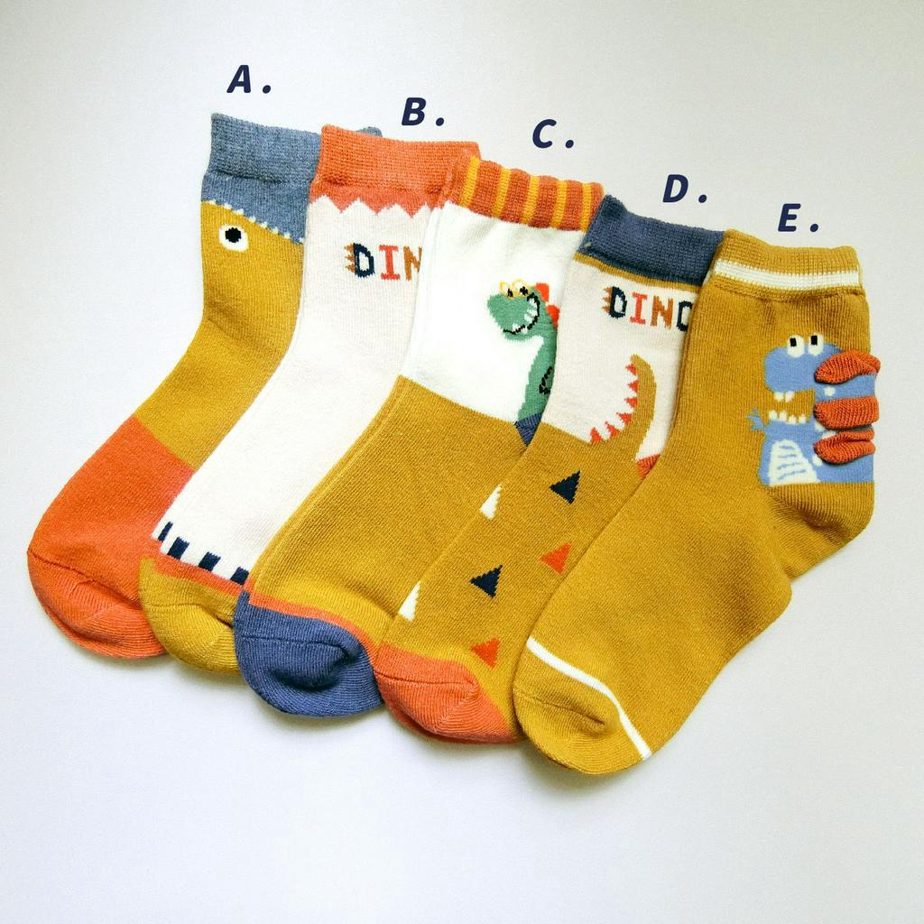 [Kaimei Cotton Industry] 8 pairs set, random and excellent, MIT made in Taiwan, pure cotton comfortable style big children's socks DINO dinosaur baby style, , large