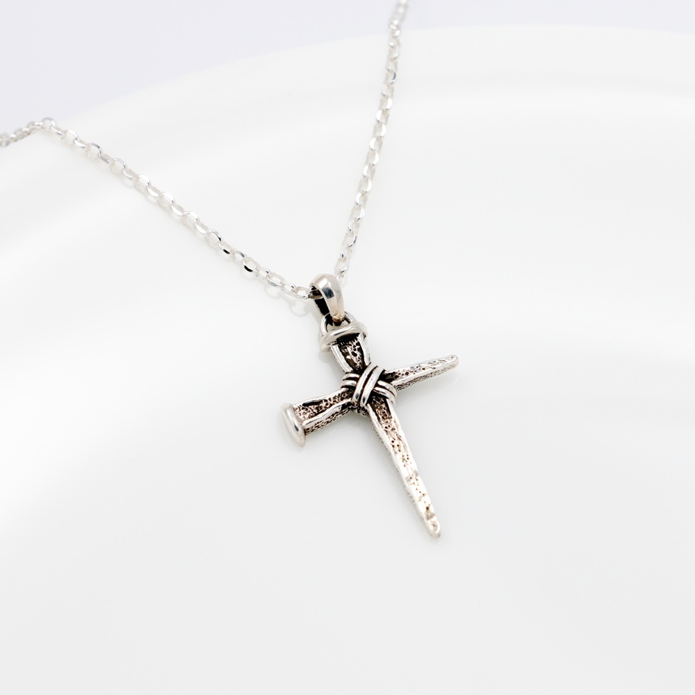 【Angel & Me】Faith Nail Cross s925 sterling silver necklace birthday gift, , large