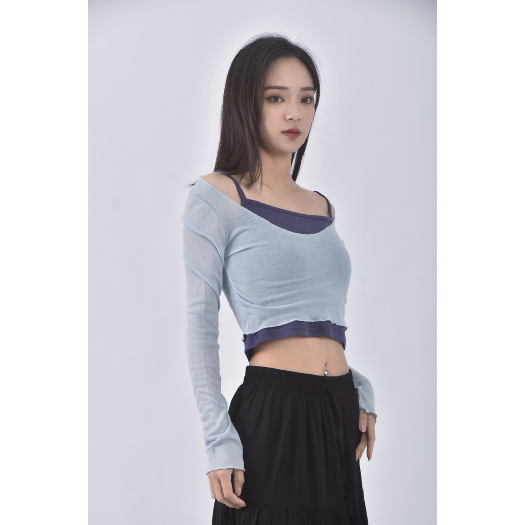 (S) miss sumey兩件式藍色長袖上衣二手衣, , large