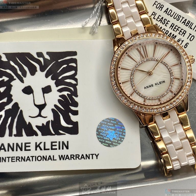 [星晴錶業]AnneKlein手錶,32mm,AN00611粉色貝母錶面玫瑰金錶殼玫瑰金粉紅不鏽鋼陶瓷錶帶款, , large