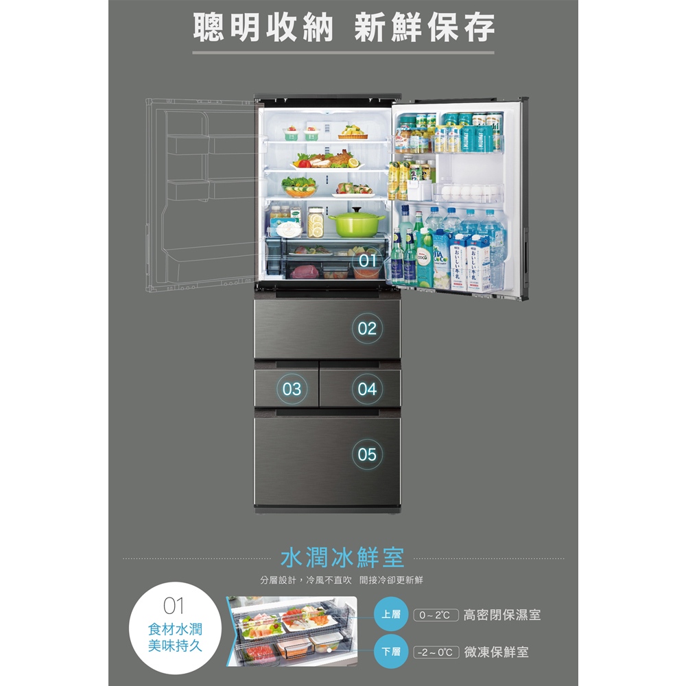 SHARP 457L Grade 1 Energy Saving Auto Sterilizing Ion Left-Right Door Inverter Refrigerator SJ-PW46KT-H, , large