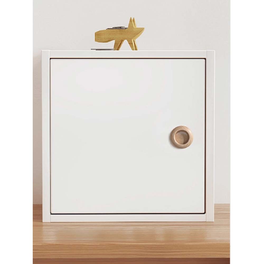 [Lele] HaohaoQ Bookshelf, Wooden Children's Storage Unit Bookcase, One Row, One Column - White with Cabinet Doors, , large