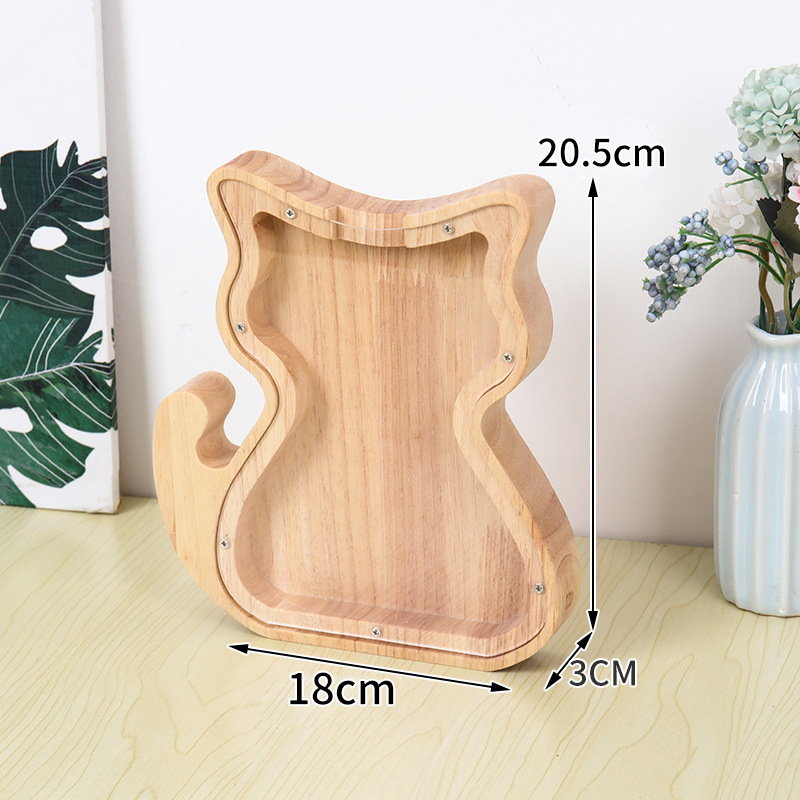 透明儲存罐 【多款可選】硬幣儲蓄筒 擺飾 存錢筒 創意木質動物存錢筒 木質恐龍 存錢罐 儲蓄, , large