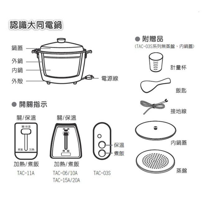 TATUNG 大同 TAC-15L- D 15人份 (不鏽鋼電鍋 & 配件) _ 大同公司貨, , large