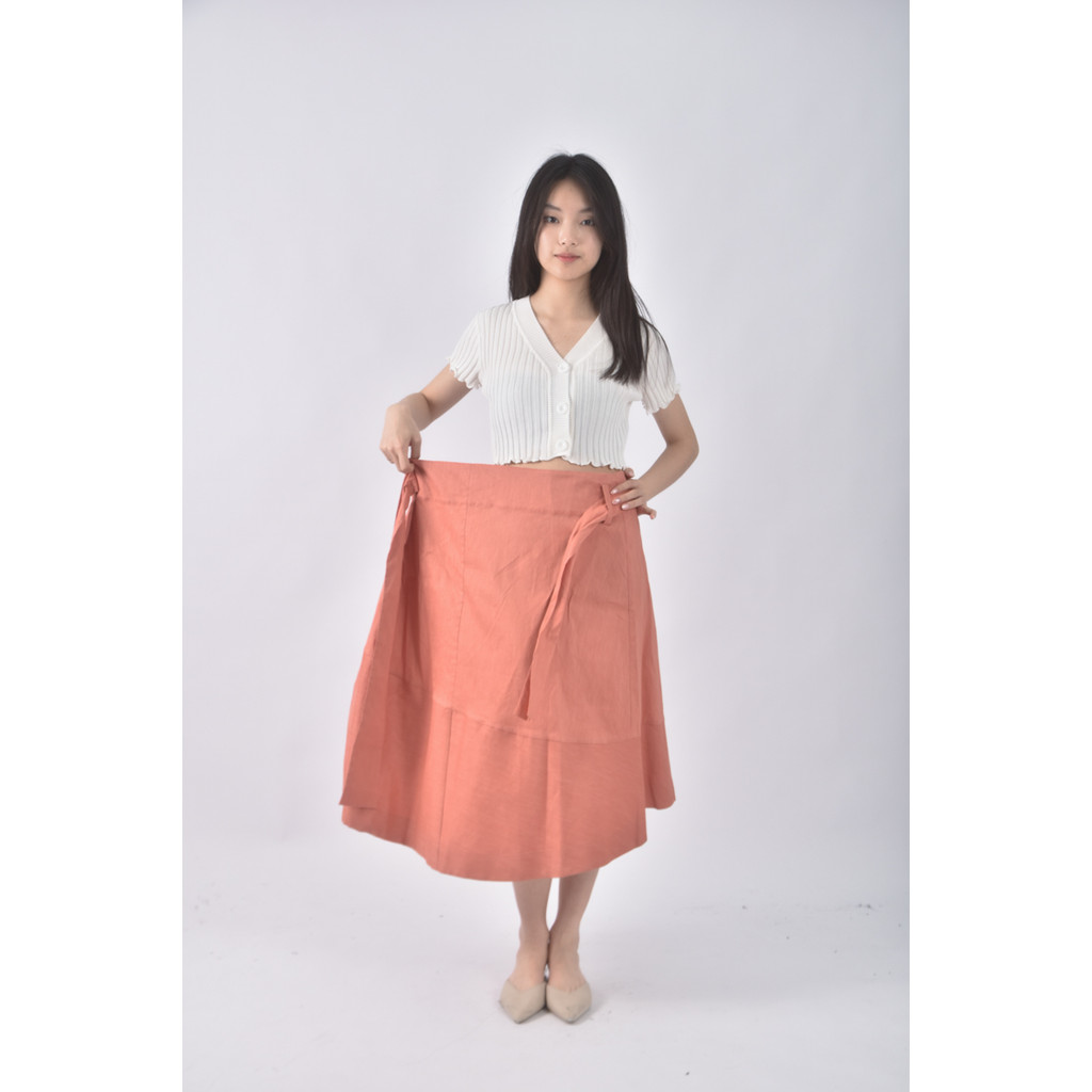 (F) cos質感綁帶橘色長裙二手衣, , large