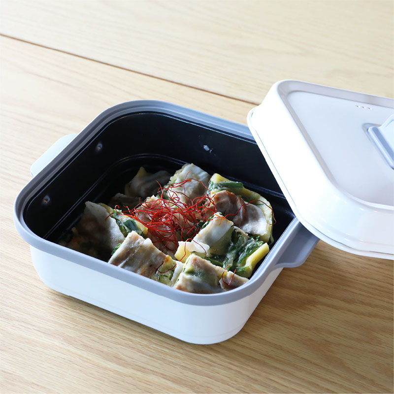 MICROWAVE OVEN GRILL PAN SQUARE 2 SIDES GRILLED, , large