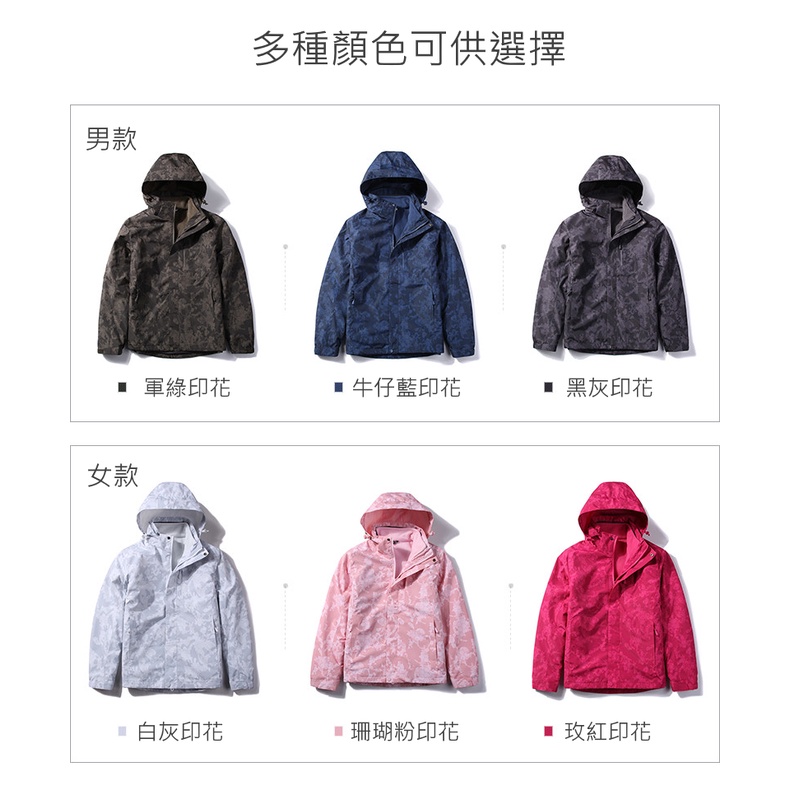 [DZRZVD杜戛地]【零碼出清】【97002女款兩件式外套】上下雙開式主拉鍊 衝鋒衣 印花款, , large