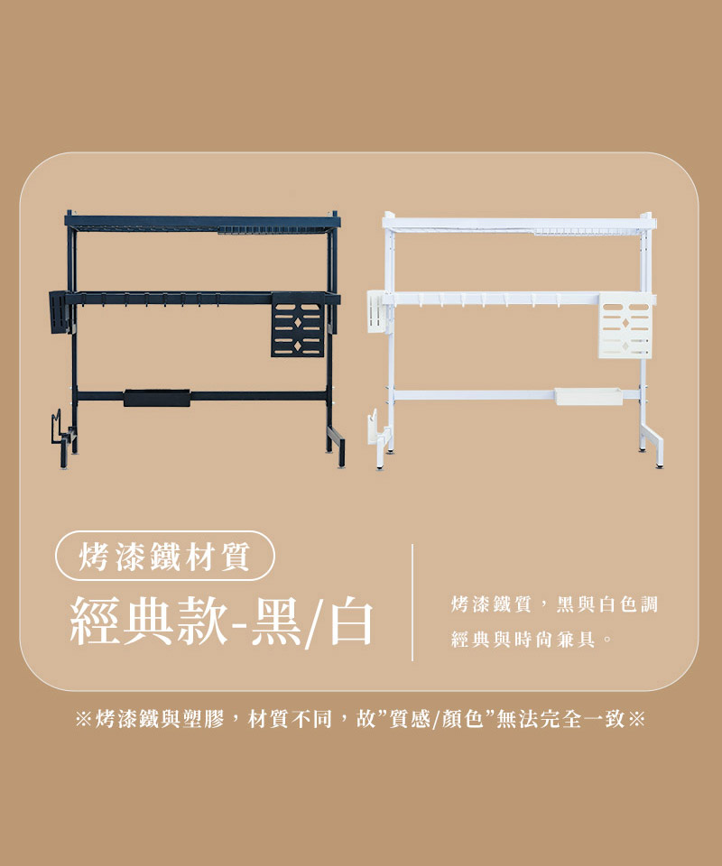 [Y HOUSE] Kitchen Sink Rack - 65cm Dish Rack Drain Rack Dish Rack Drain Basket Kitchen Storage Rack - Double Layer Black, , large