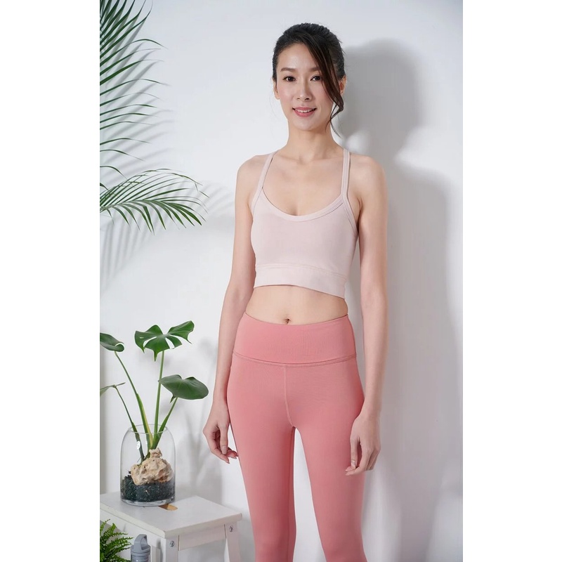 YOGA FLOW Ashly Bra - 交織細帶短版上衣 - 玫瑰粉 Rose Quartz, , large