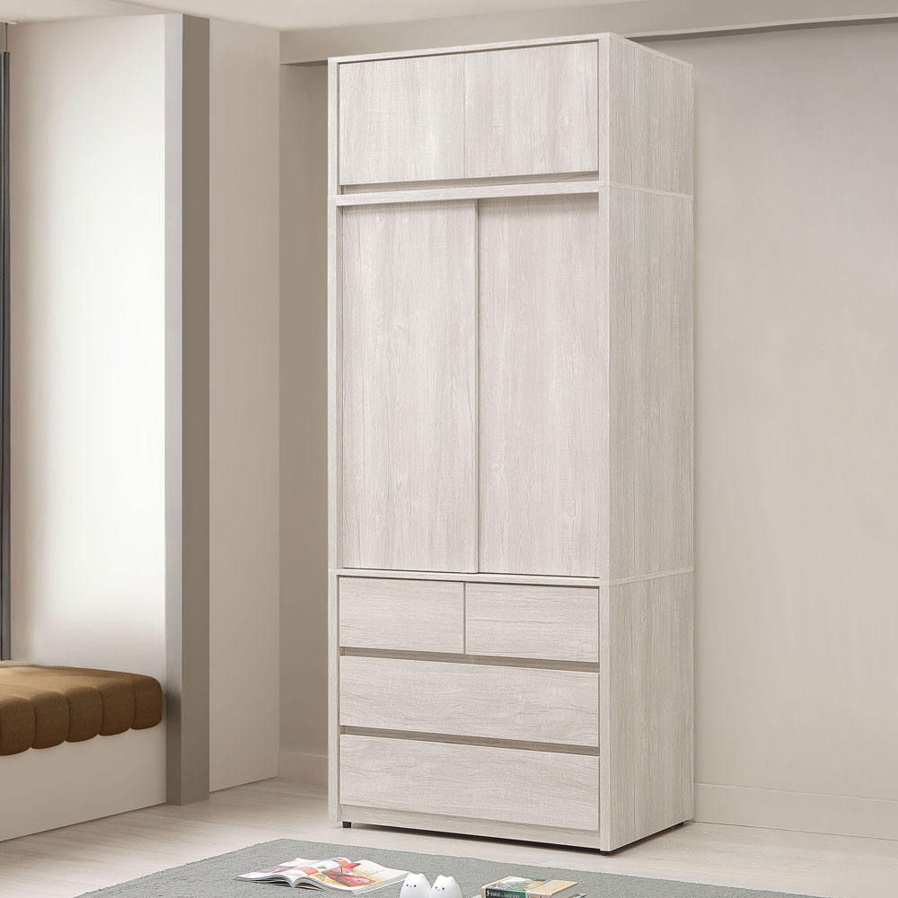 【Homelike】喜家居3.5尺推門衣櫃-含被櫥(2541), , large