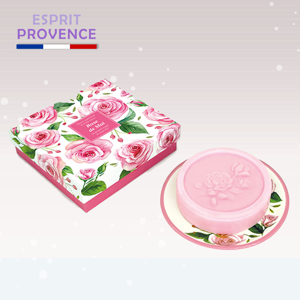 〔本野有限公司〕法國ESPRIT PROVENCE玫瑰香皂禮盒組(附陶盤)香皂100g -1入組, , large