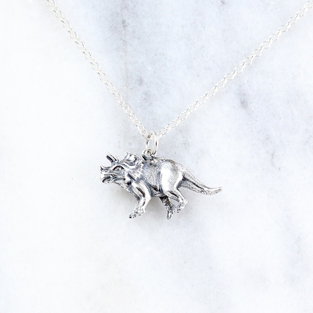 【Angel & Me】3D Dinosaur Triceratops s925 sterling silver necklace birthday gift, , large
