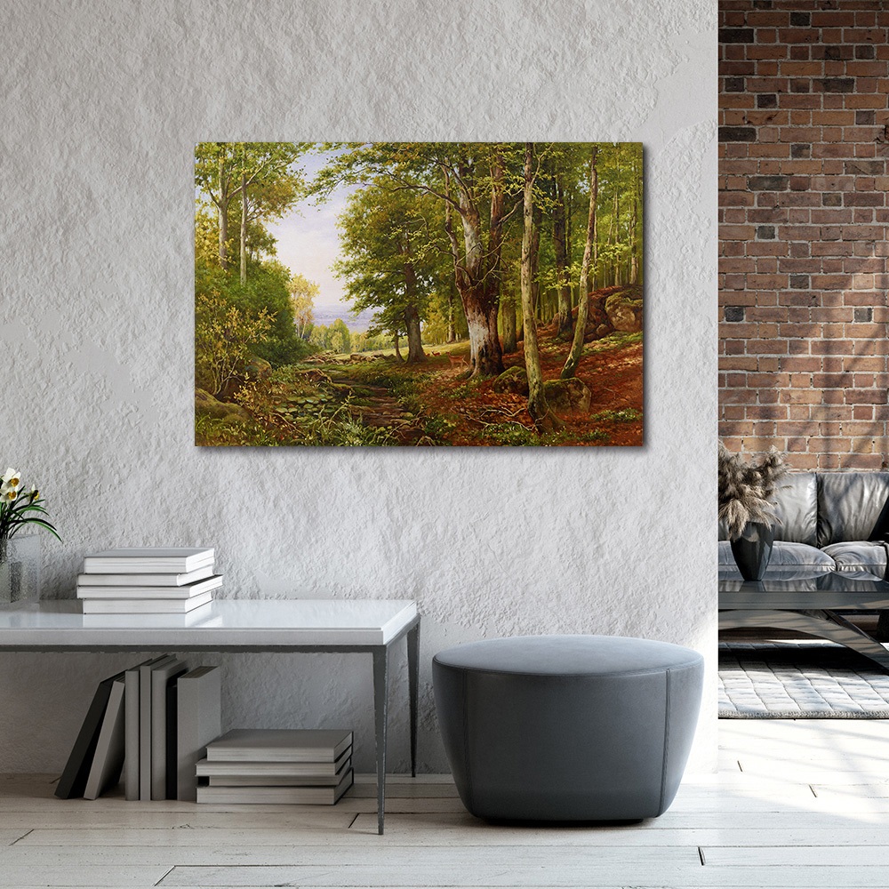 【御畫房】綠林小鹿之一 國家一級畫師手繪油畫60×90cm(VF-192), , large