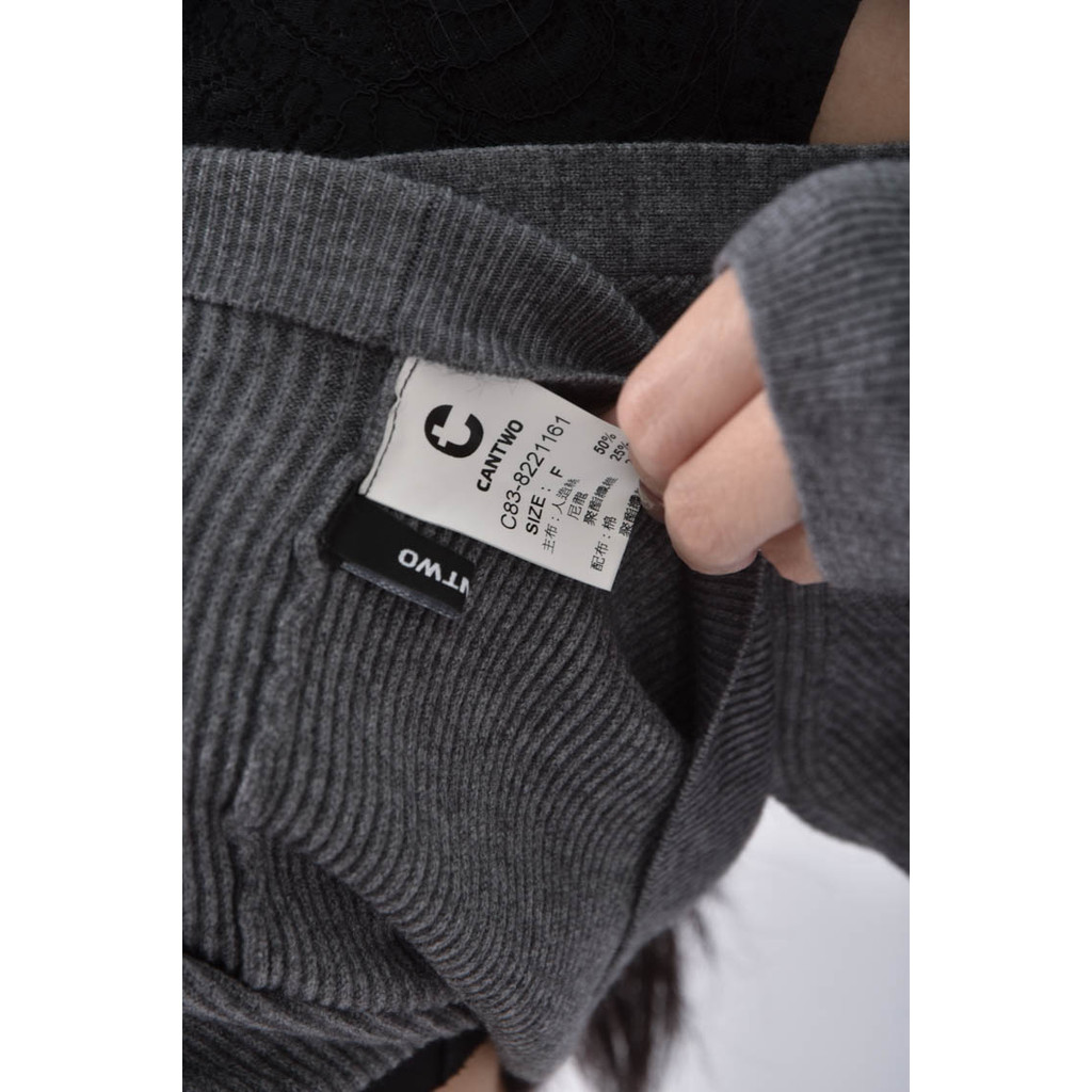(S) cantwo假兩件灰色長袖上衣二手衣, , large