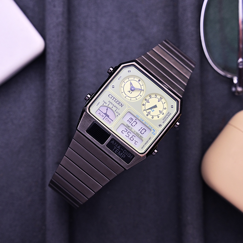 CITIZEN 星辰 夜光型者 ANA-DIGI TEMP 80年代復古設計手錶 JG2147-85X, , large