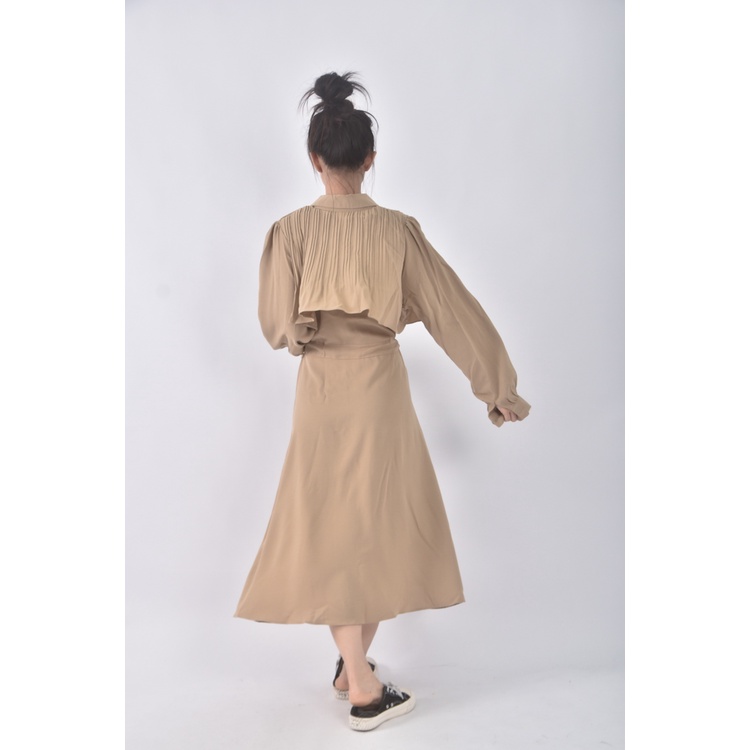 (L) lala market質感假兩件棕色洋裝二手衣, , large