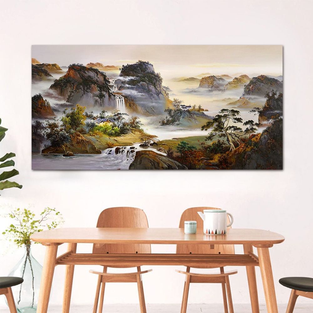 【御畫房】山青水秀 國家一級畫師手繪油畫60×120cm(VF-121), , large