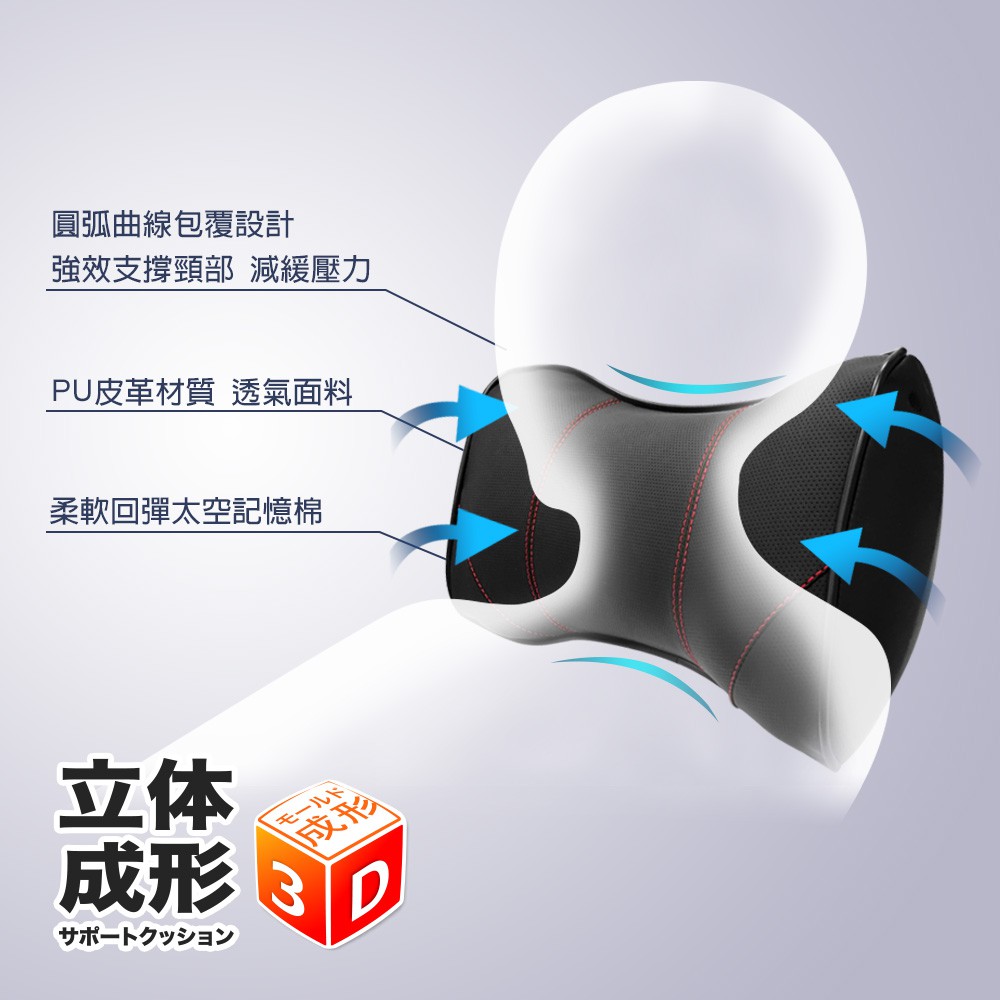 [威力車坊]【Relass】星熠皮革舒壓頸枕-紅線, , large