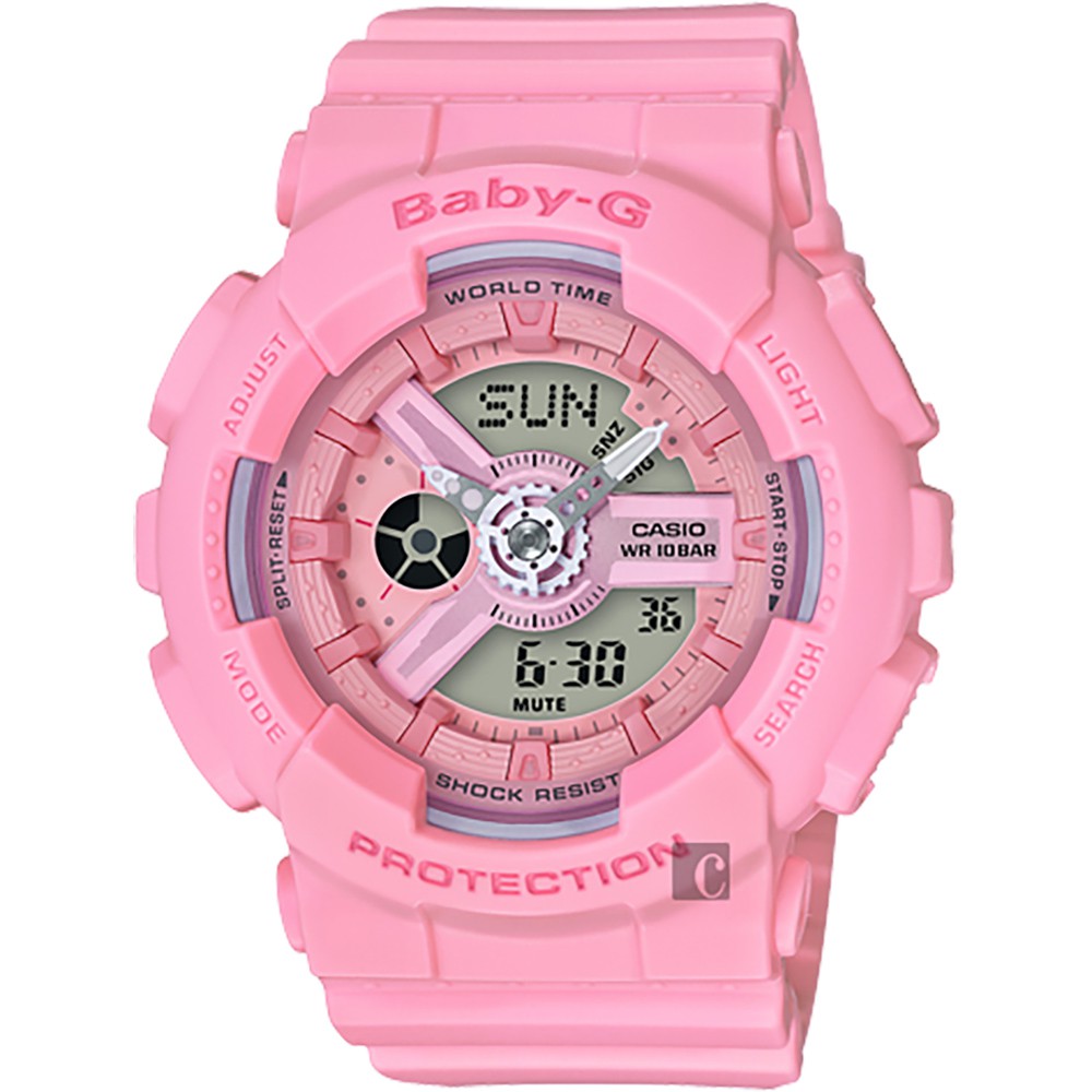 CASIO 卡西歐 Baby-G 花朵系列雙顯手錶-玫瑰粉 BA-110-4A1DR, , large