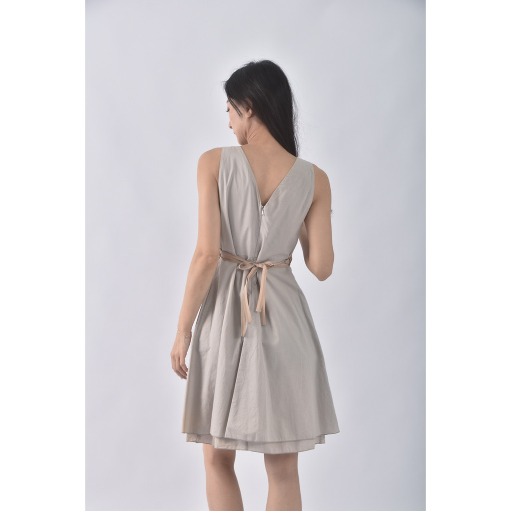 (S) v領灰色洋裝二手衣, , large