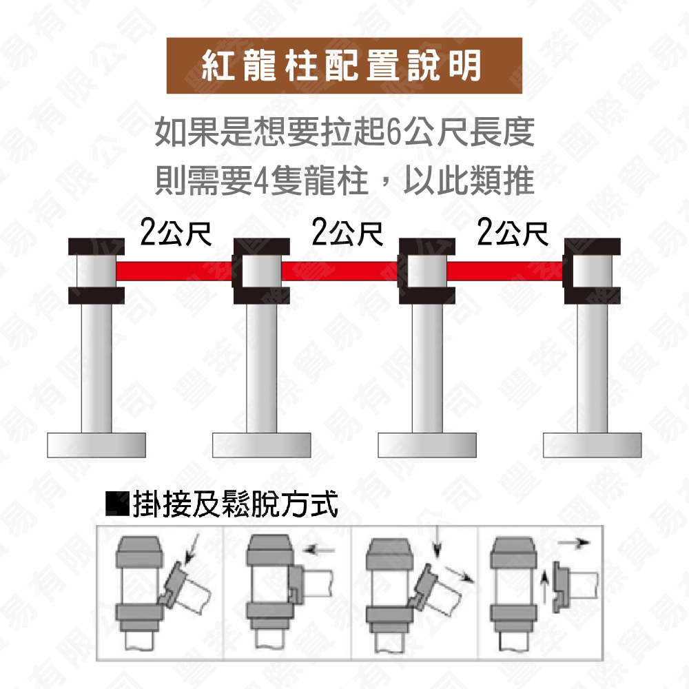 萬向U型欄柱收納款（黑柱）RS-A2BU3（200cm）黑頭黑柱身 織帶色可換 不銹鋼伸縮圍欄 台灣製造RS-F2BU3, , large