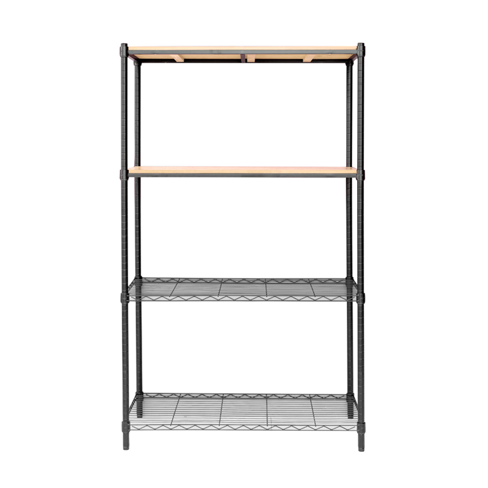 【Y HOUSE】90x45x150cm pine four-layer storage rack rack iron rack - black wood