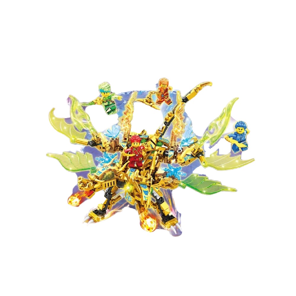  [Brick Republic]LE DI PIN LE7091 Golden Ninja Dragon &ndash; Set of 4 (Educational Building Blocks), , large