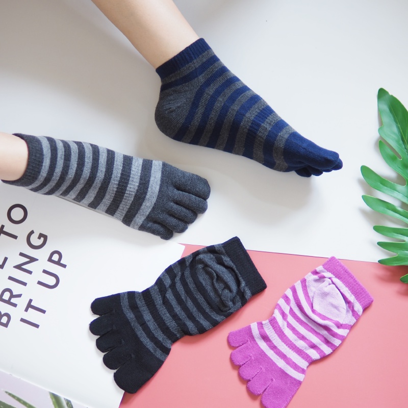 [Kaimei Cotton Industry] 12 pairs set, random and excellent, MIT made in Taiwan, antibacterial and deodorizing, pure cotton boat-shaped toe socks, striped style, , large