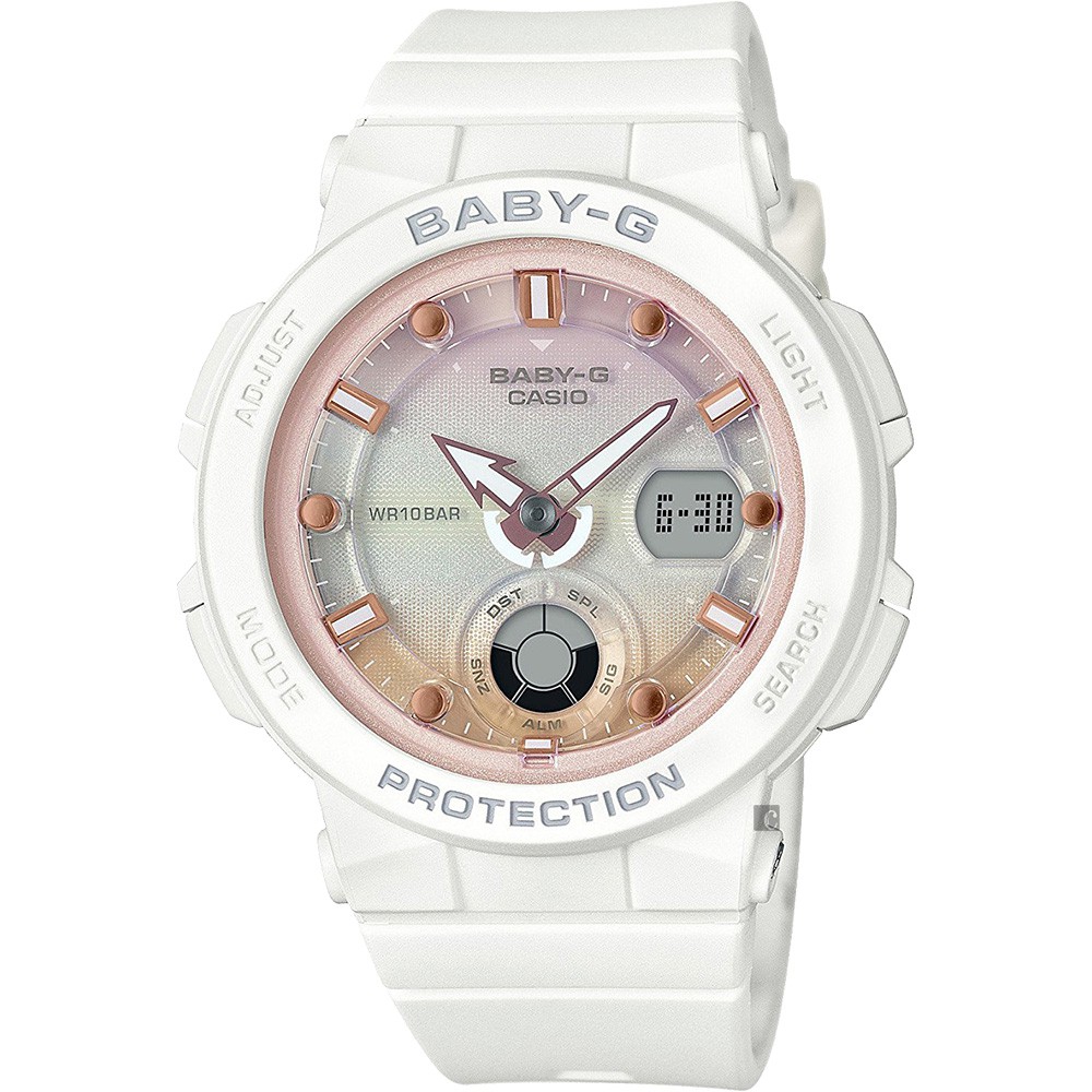 CASIO 卡西歐 Baby-G 海洋渡假 霓虹手錶-白 BGA-250-7A2, , large