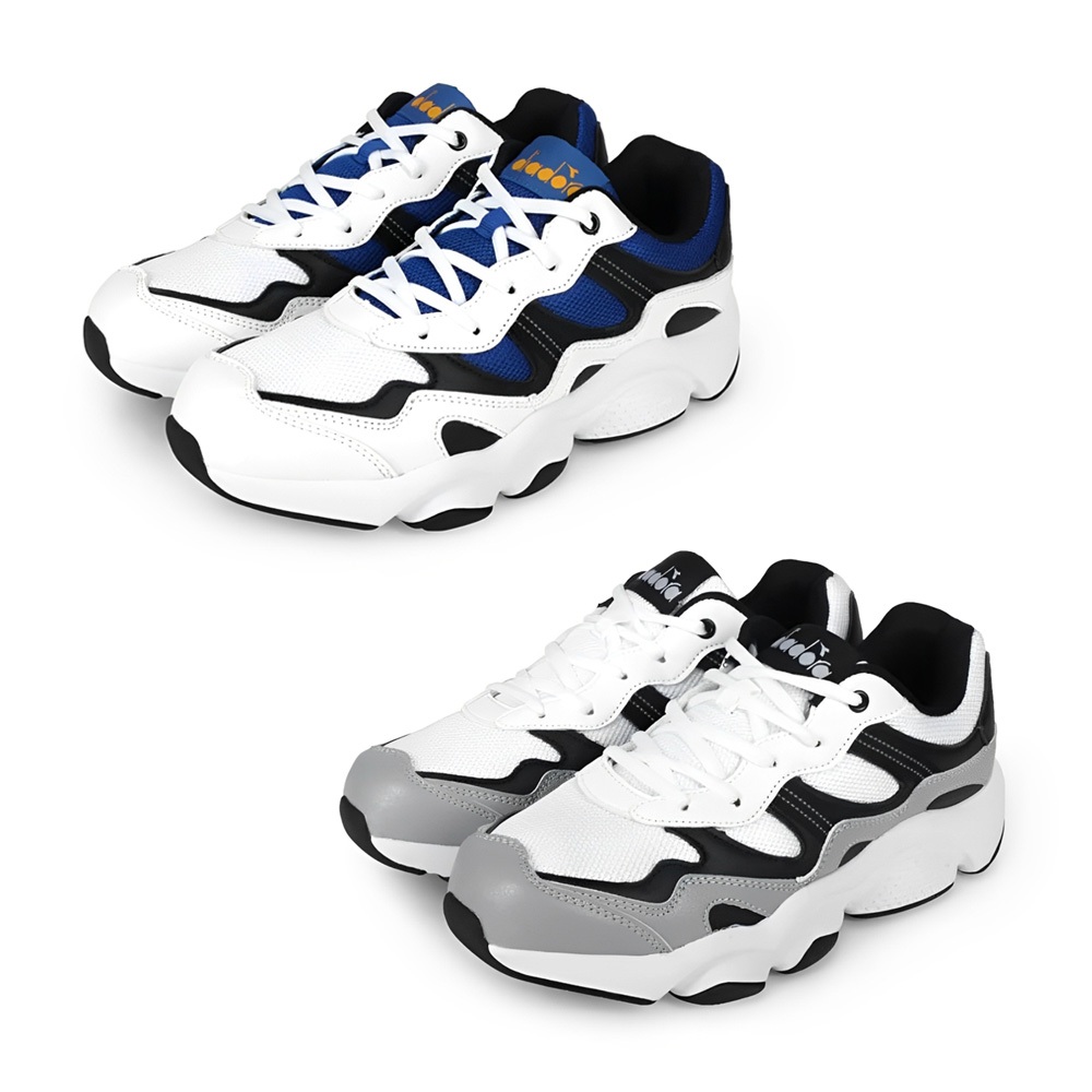 DIADORA迪亞多那 時尚生活運動鞋 男運動鞋 老爹鞋 復古 拼接 休閒 高腳背 吸震 輕量 耐磨 止滑 白藍 白灰, , large