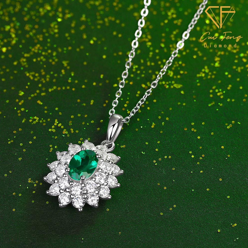 【CF鑽飾】項鍊 培育祖母綠《花之夢囈》1克拉 哥倫比亞祖母綠, , large