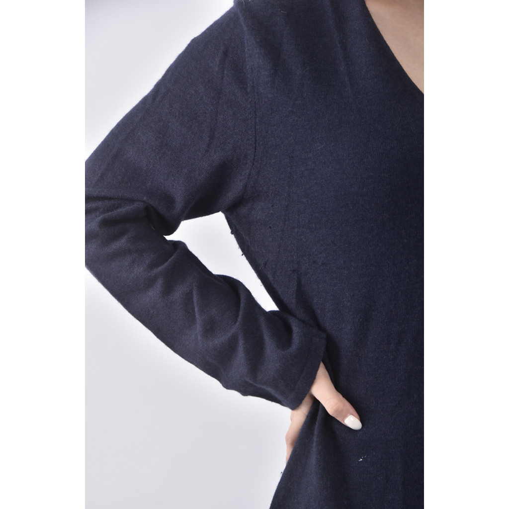 (S) giordano ladies質感羊毛V領藍色長袖上衣二手衣, , large