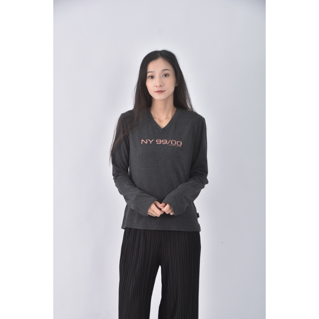 (M) ny jeansV領灰色長袖上衣二手衣, , large