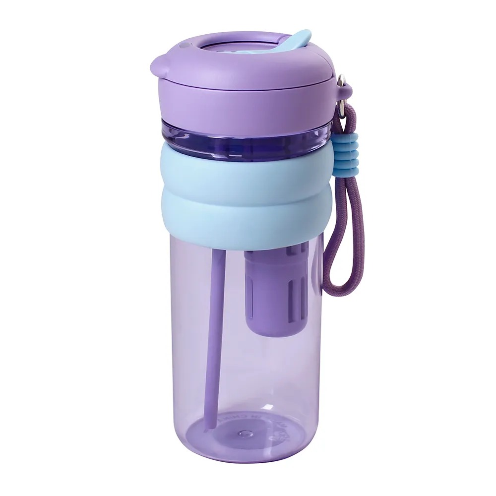 Colorful sports straw water bottle, , large