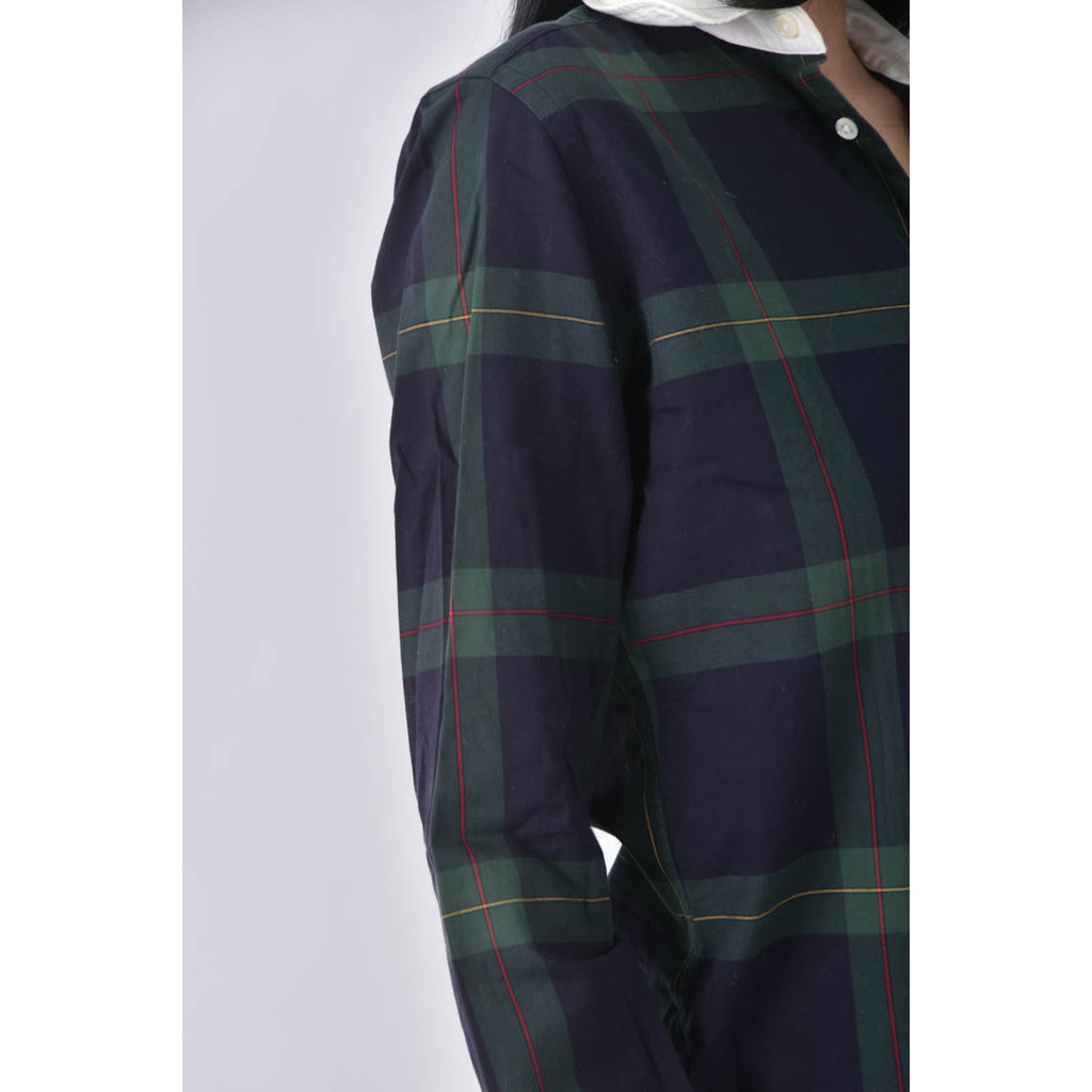 (M) ralph lauren格紋純棉綠色長袖上衣二手衣, , large