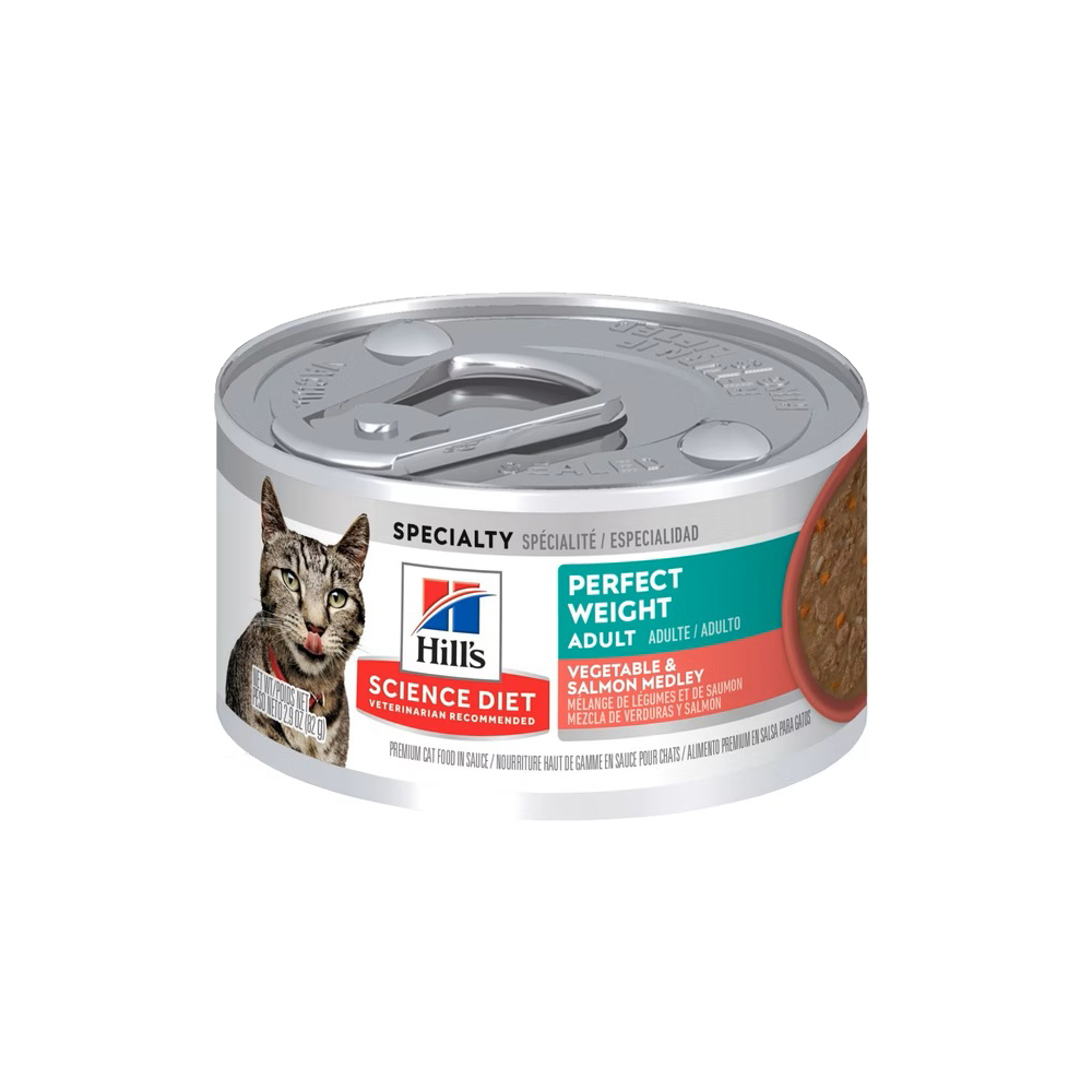 【Hills 希爾思】成貓 完美體重鮭魚燴蔬菜主食罐 2.9oz 82gX6罐/盒 (608491), , large